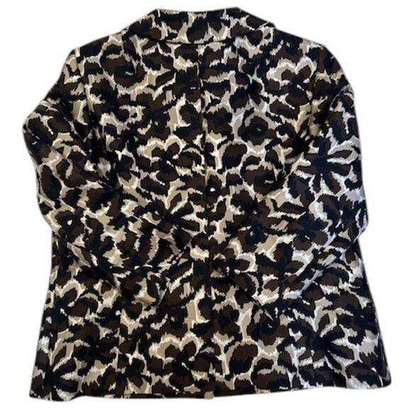 TALBOTS Black Ikat Floral Animal Print Silk Wool Blend Jacket Blazer Women's 16 - Picture 9 of 12
